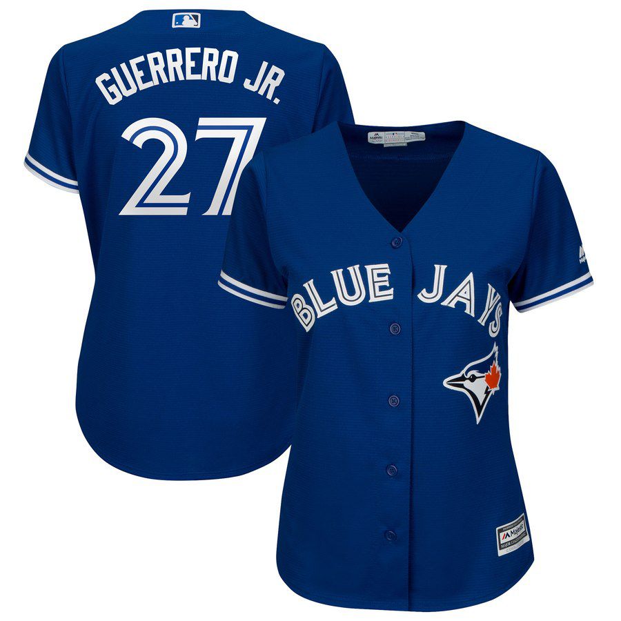 Women Men Toronto Blue Jays 27 Guerrero jr Blue MLB Jerseys